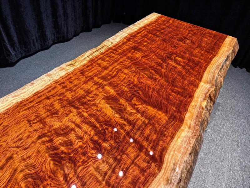 Elegant Bubinga Wood Slab Table