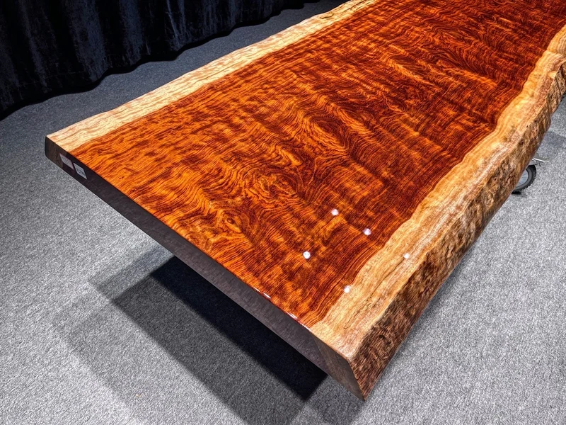 Elegant Bubinga Wood Slab Table