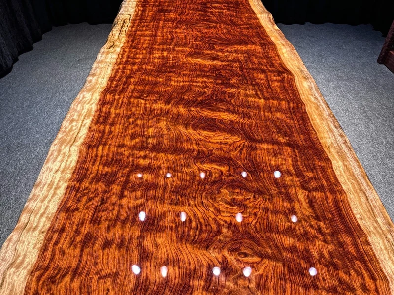 Elegant Bubinga Wood Slab Table