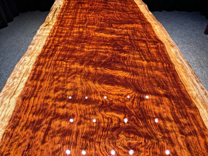 Elegant Bubinga Wood Slab Table