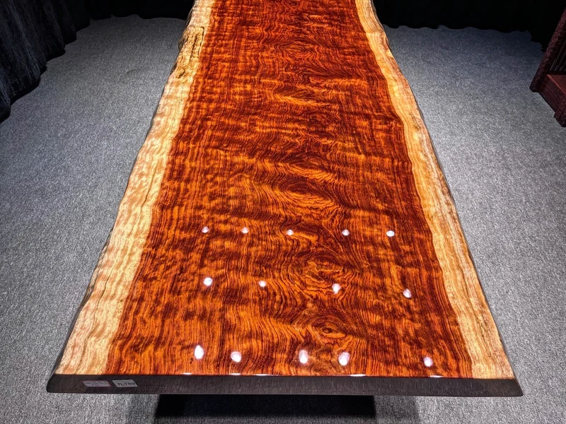 Elegant Bubinga Wood Slab Table