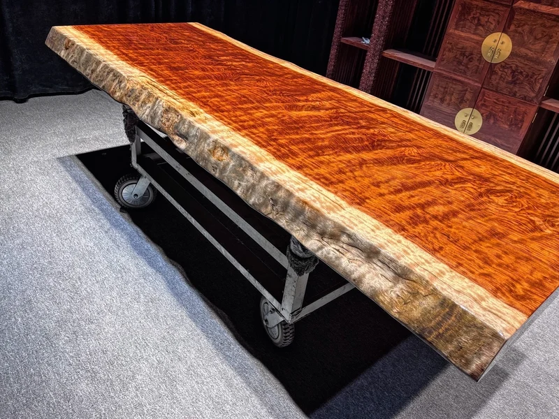 Elegant Bubinga Wood Slab Table