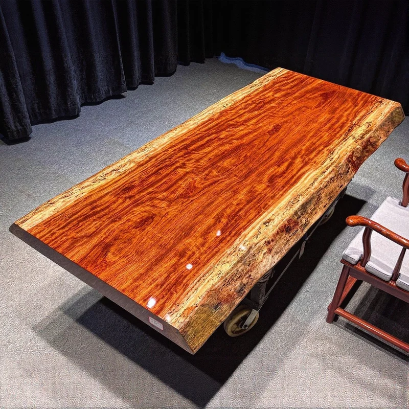 Chic Bubinga Wood Slab Table