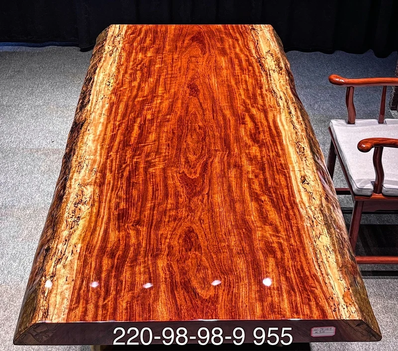 Chic Bubinga Wood Slab Table