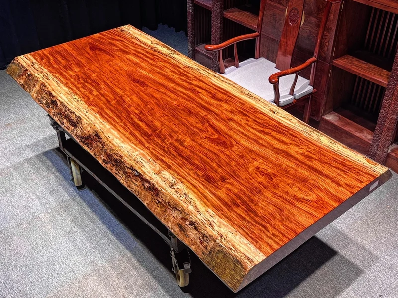 Chic Bubinga Wood Slab Table