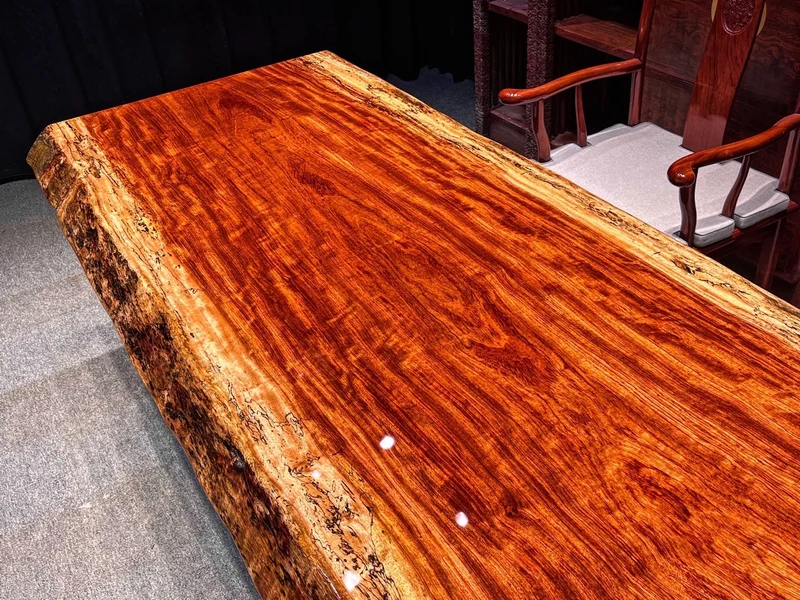 Chic Bubinga Wood Slab Table