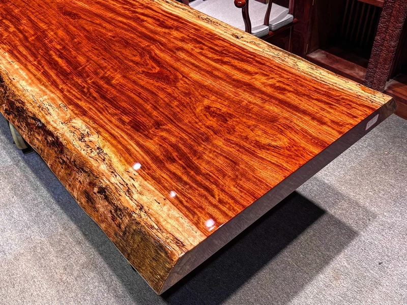 Chic Bubinga Wood Slab Table