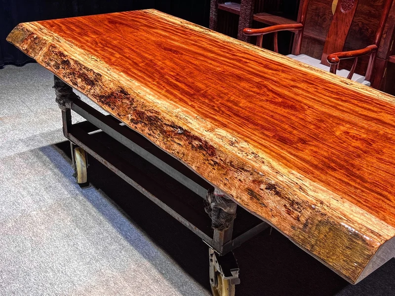 Chic Bubinga Wood Slab Table