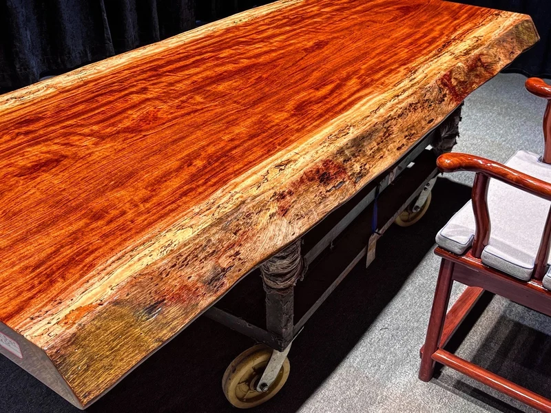 Chic Bubinga Wood Slab Table