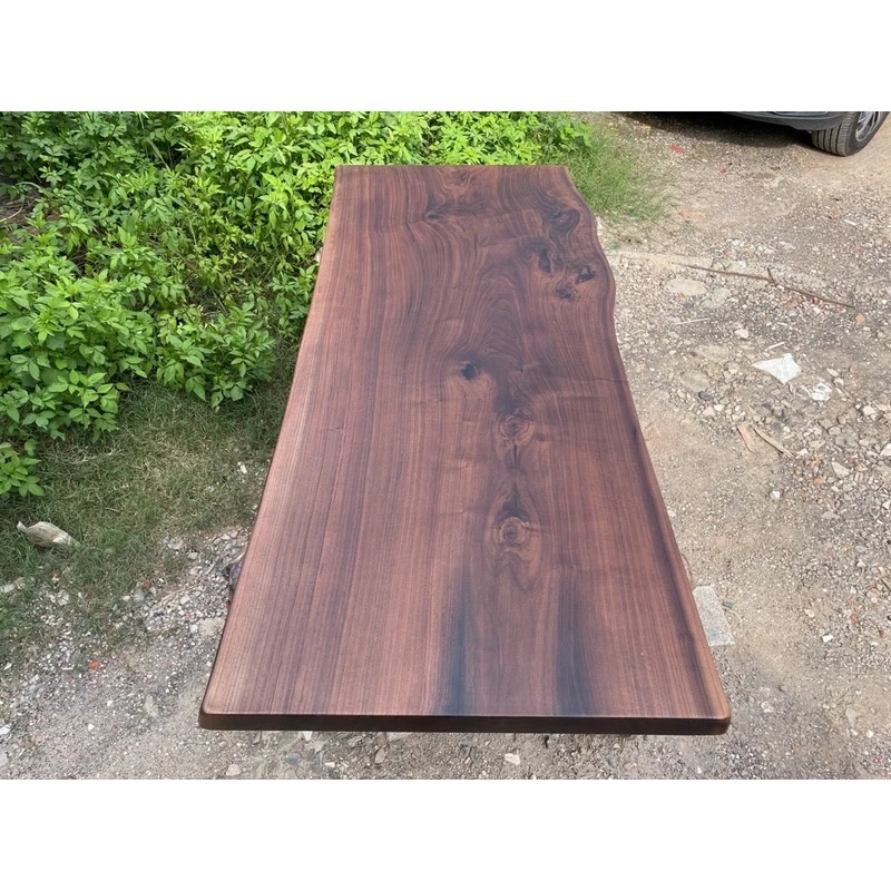 Live Edge Single Black Walnut Wood Slab Table