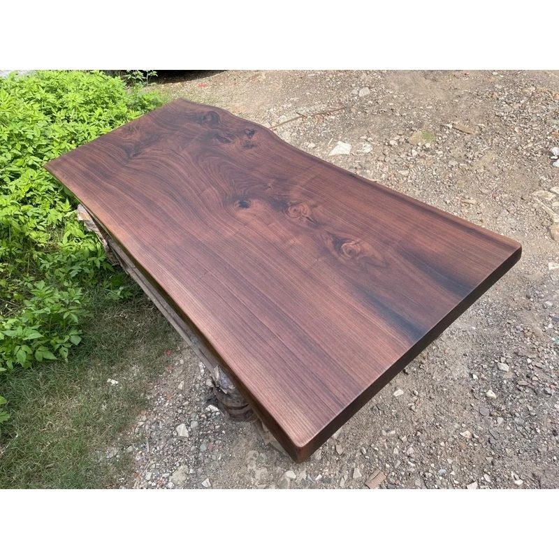 Live Edge Single Black Walnut Wood Slab Table