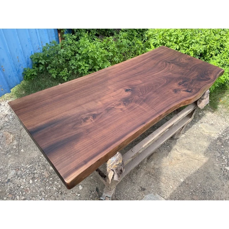 Live Edge Single Black Walnut Wood Slab Table