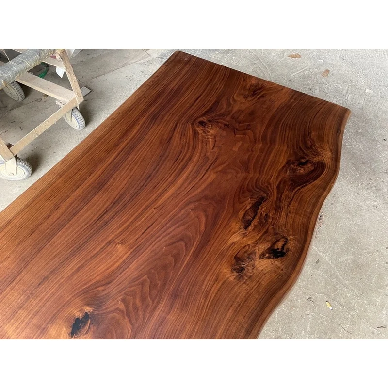 Live Edge Single Black Walnut Wood Slab Table