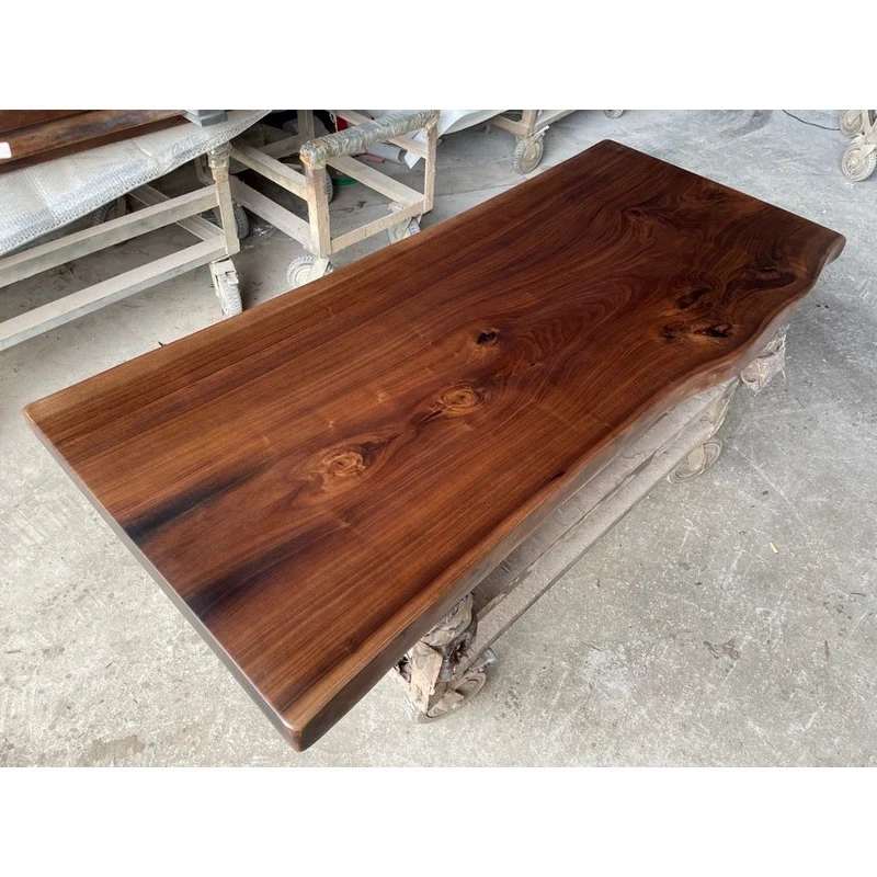 Live Edge Single Black Walnut Wood Slab Table