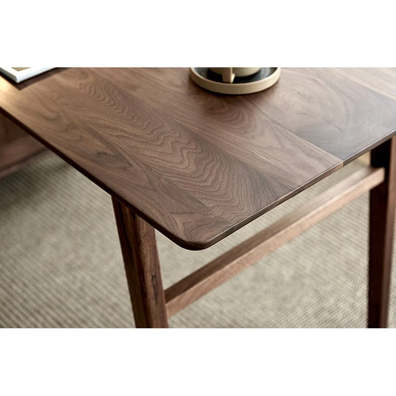 Luminous Contemporary Walnut Wood Desk with Small Drawers