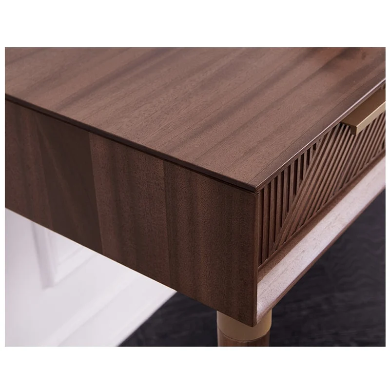Echoing Black Walnut Wood Writing Desk with Streak Drawers