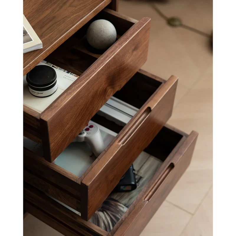 Contemporary Workstation Black Walnut Wood Desk
