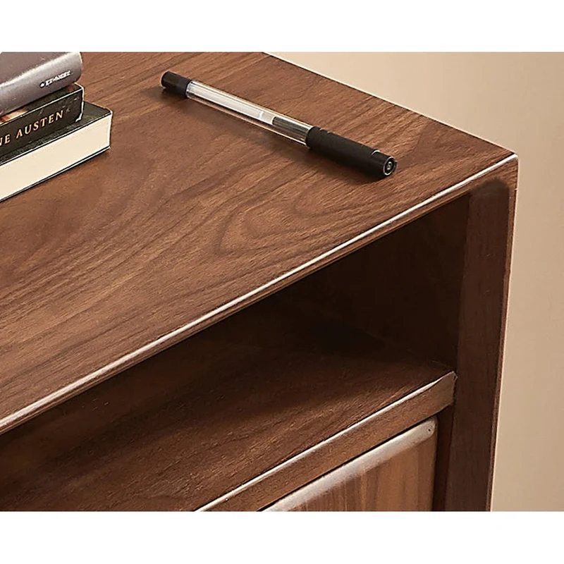 Cozy Nook L-Shape Walnut Wood Writing Desk