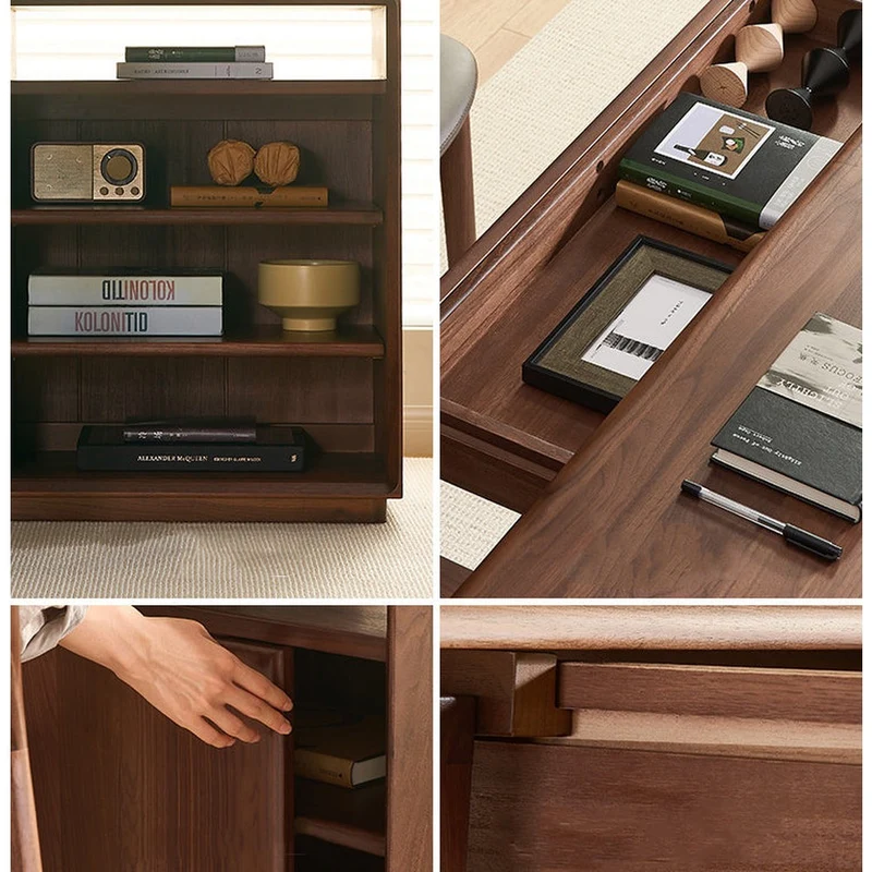 Cozy Nook L-Shape Walnut Wood Writing Desk