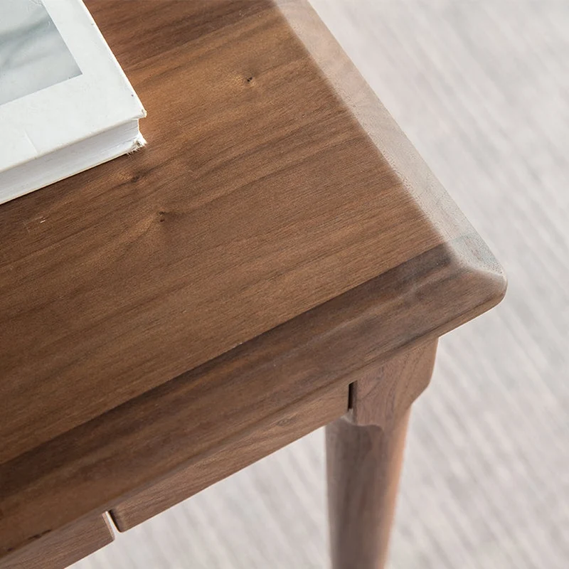 Future Walnut Wood Glass Surface Drawer Desk