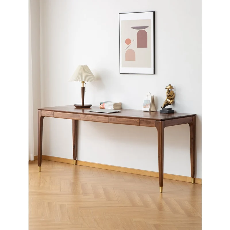 Clean Lines Modern Workspace Walnut Wood Standing Desk