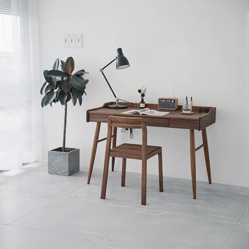 Minimalist Nook Workstation Black Walnut Wood Working Desk