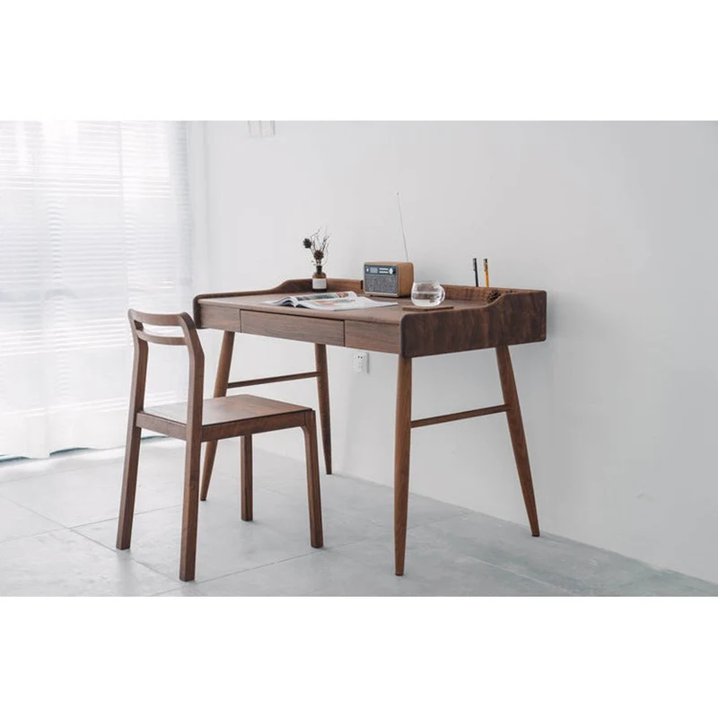 Minimalist Nook Workstation Black Walnut Wood Working Desk