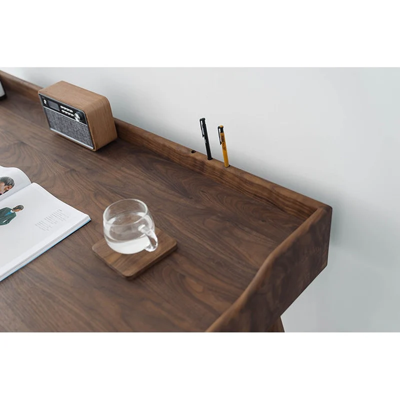 Minimalist Nook Workstation Black Walnut Wood Working Desk