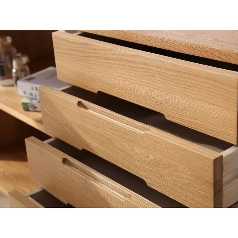 Versatile L-Workspace White Oak Wood Desk