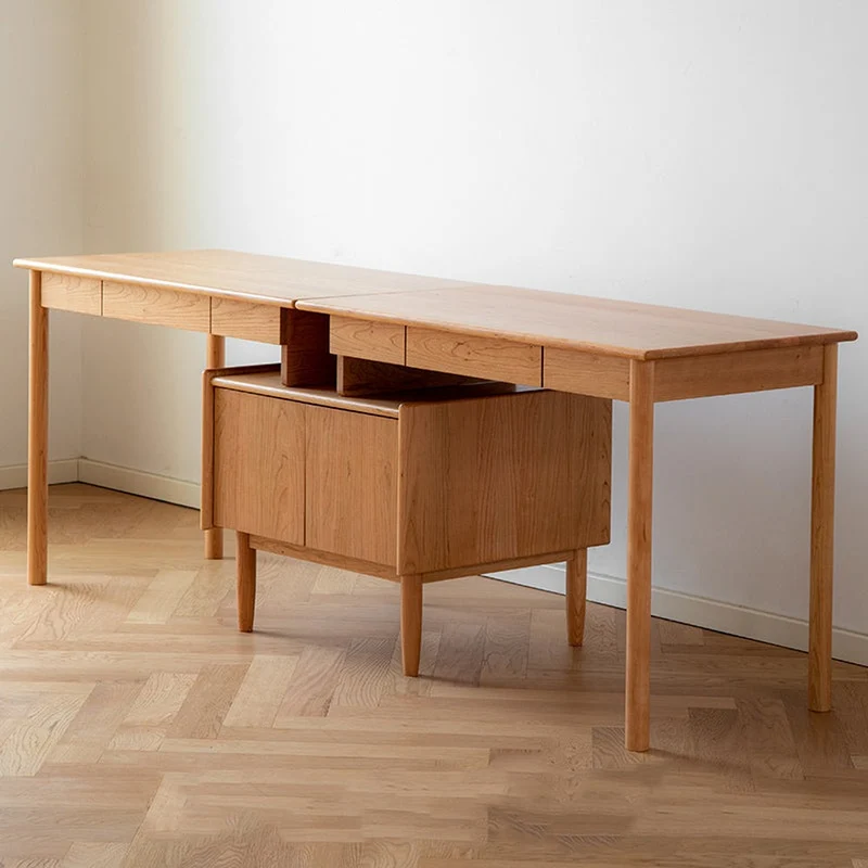 Twin Task Solid Cherry Wood Writing Desk