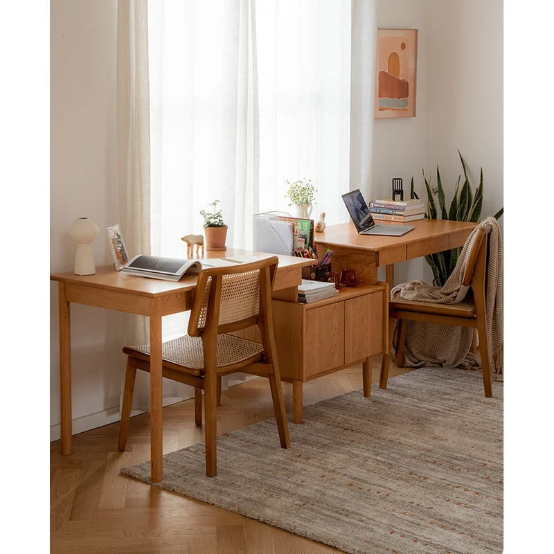 Twin Task Solid Cherry Wood Writing Desk