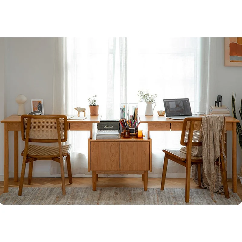 Twin Task Solid Cherry Wood Writing Desk