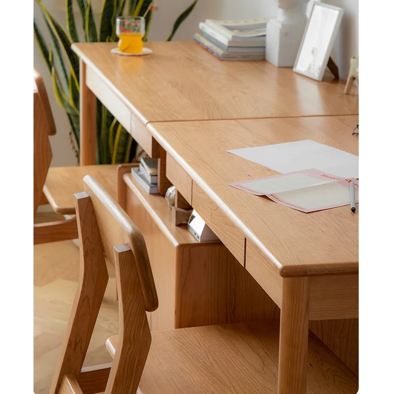 Twin Task Solid Cherry Wood Writing Desk