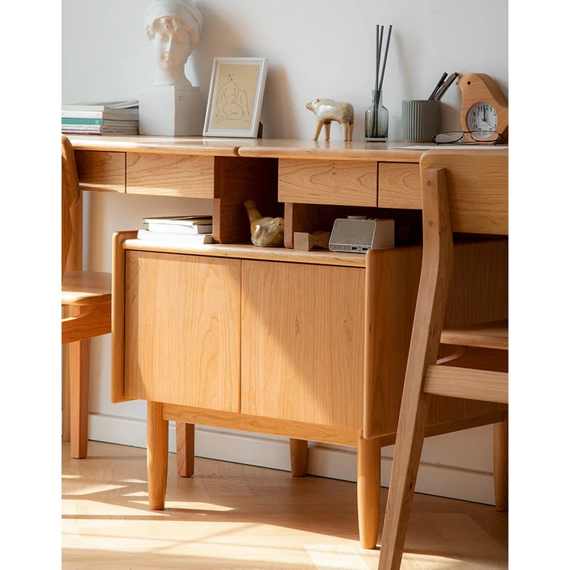 Twin Task Solid Cherry Wood Writing Desk