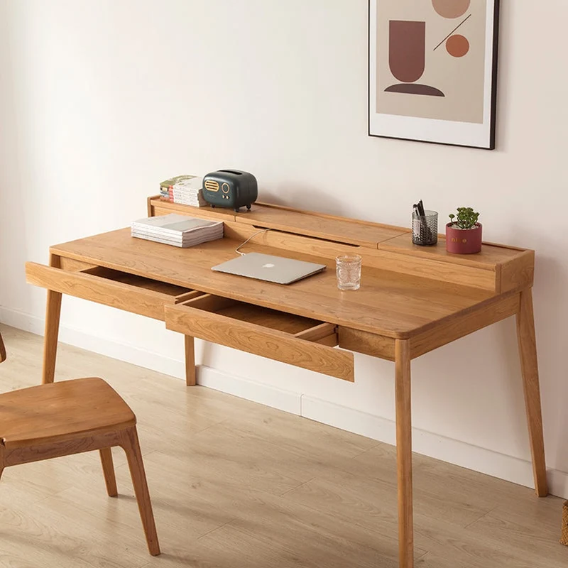 Minimalist Nook Workstation Cherry Wood Desk