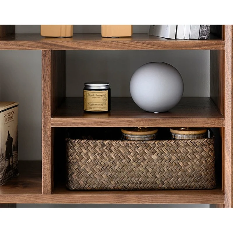 Narrow Solid Multi-Layers Walnut Wood Bookcase