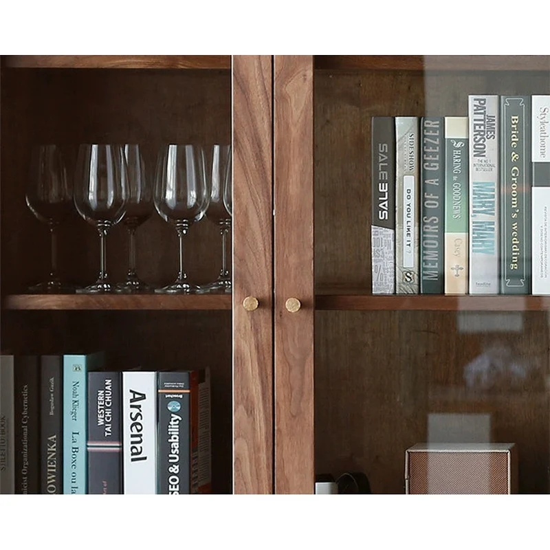 Nordic Walnut Bookcase with Glass Door