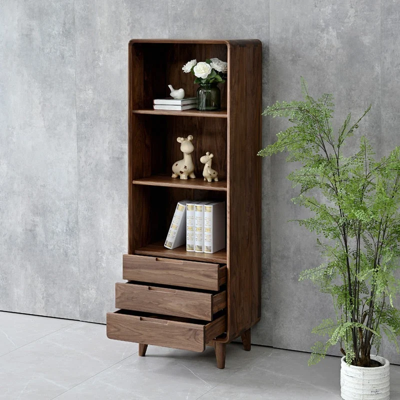 Whispering Narrow Floor Standing Solid Walnut Wood Bookcase