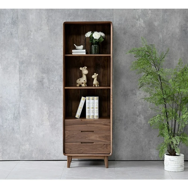 Whispering Narrow Floor Standing Solid Walnut Wood Bookcase