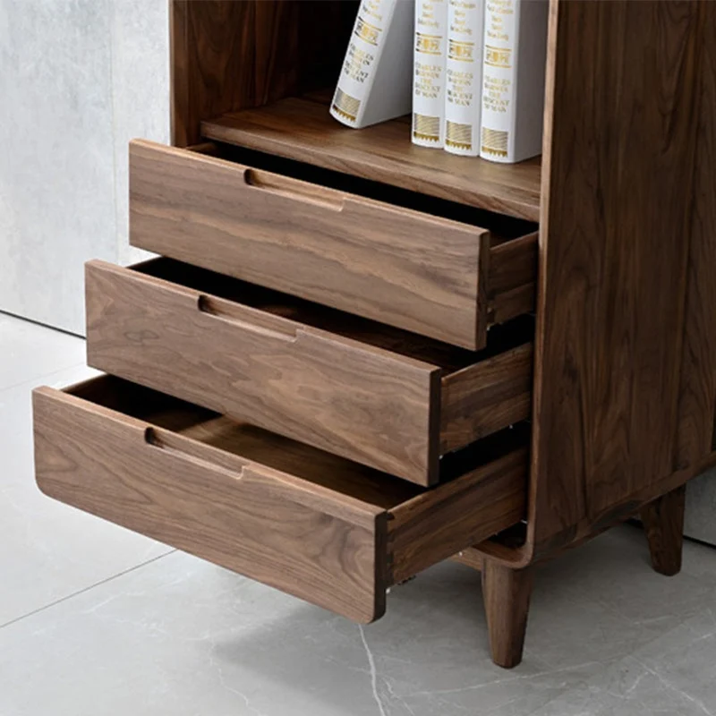 Whispering Narrow Floor Standing Solid Walnut Wood Bookcase