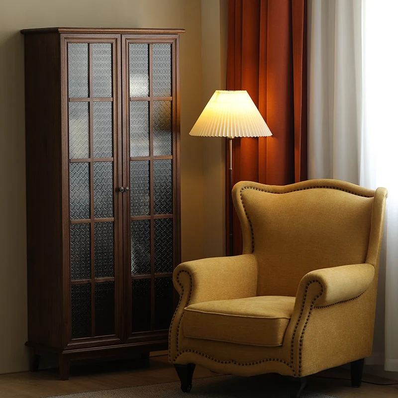 Veritas New Vintage Solid Walnut Wood Bookcase with Flower Glass