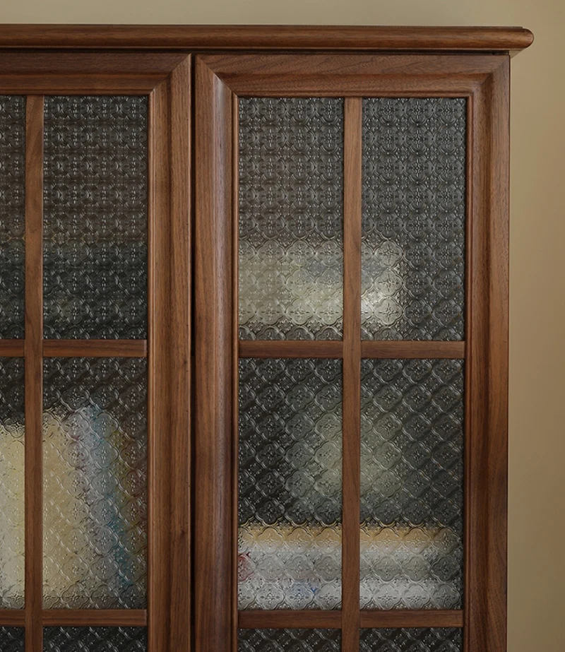 Veritas New Vintage Solid Walnut Wood Bookcase with Flower Glass
