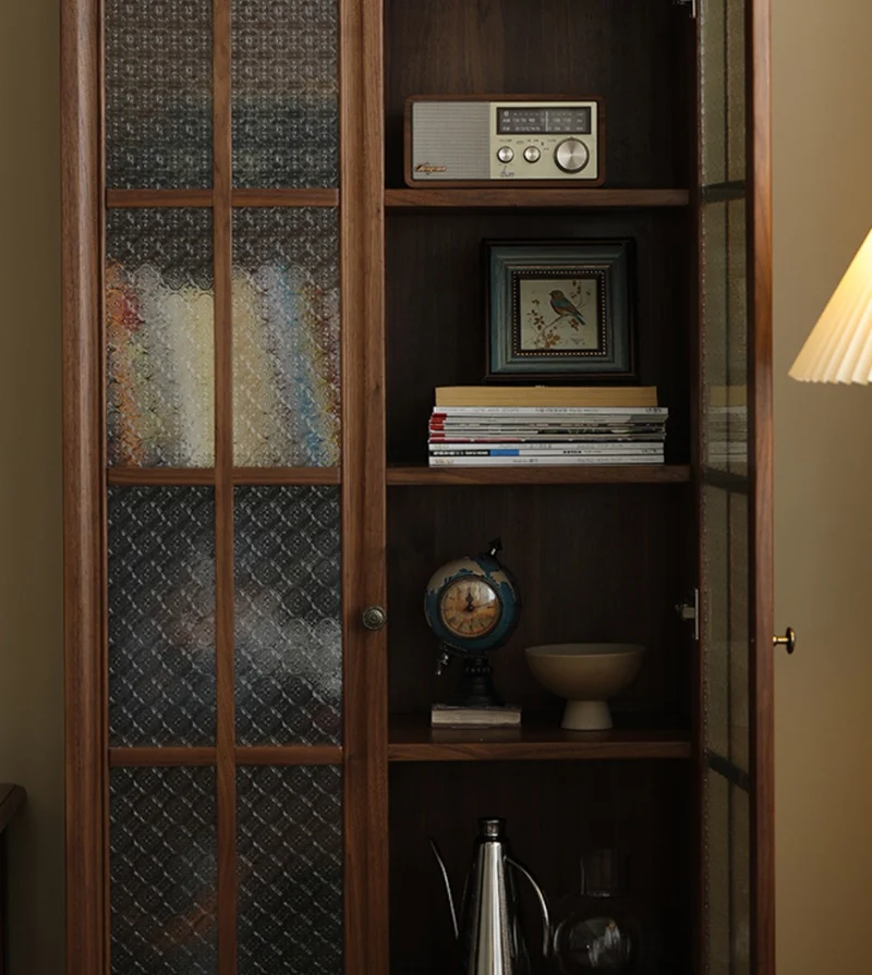Veritas New Vintage Solid Walnut Wood Bookcase with Flower Glass