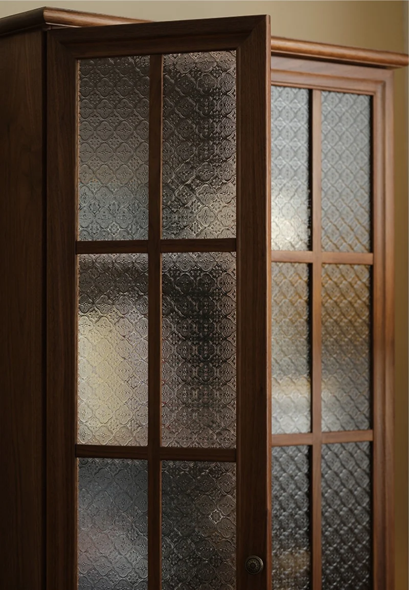 Veritas New Vintage Solid Walnut Wood Bookcase with Flower Glass