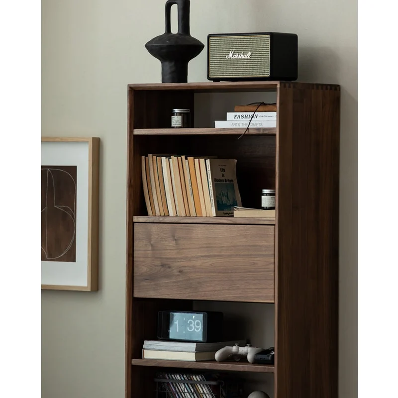 Solara Multi-Layers Style Black Walnut Wood Bookcase