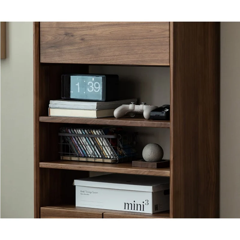 Solara Multi-Layers Style Black Walnut Wood Bookcase