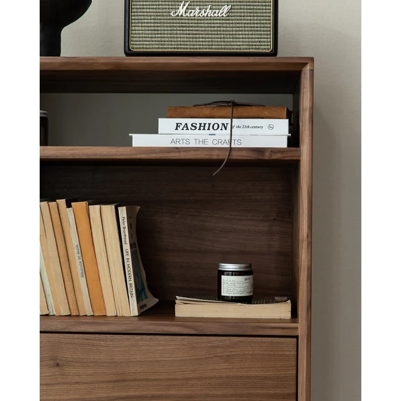 Solara Multi-Layers Style Black Walnut Wood Bookcase