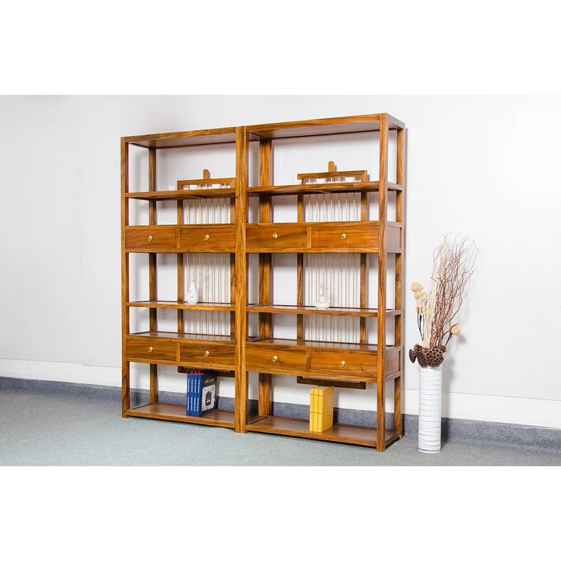 Two Pair Open Style South American Walnut Wood Bookcase