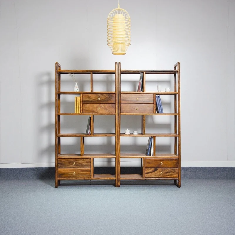 Epicenter 2 Pair Design Monkey Pod Wood Bookshelf