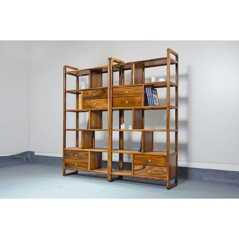 Epicenter 2 Pair Design Monkey Pod Wood Bookshelf